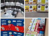 many different types of boxes of food on display