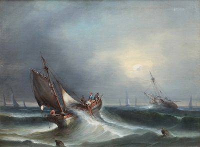 ECOLE FRANCAISE fin XIXème, "Relève des filets", huile sur t…