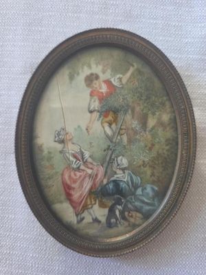 a picture of a picture of a man and a woman on a swing