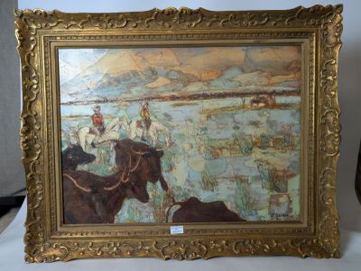 une image d'un tableau représentant un homme à cheval