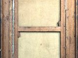 an old picture of a window with a wooden frame and a window pane