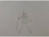 pencil drawing of a girl with a bow and a bow in her hand