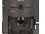 Machine à café Krups avec moulin intégré et grains de café sur fond blanc