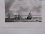 an old picture of three ships in a body of water