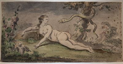 an image of a painting of a naked woman laying on the ground