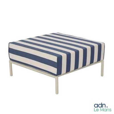 an image of a foot stool with a blue and white stripe cover