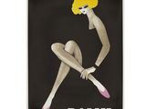 une affiche en noir et blanc représentant une femme nue assise par terre