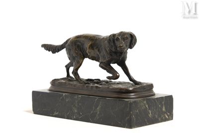 statue of a dog on a marble base on a white background