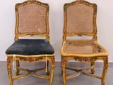 pair of louis xvi style painted cane back chairs