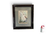 tableau représentant une femme en robe blanche et un homme en costume noir