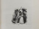 an old book with a drawing of a man and a woman on it
