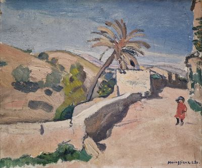 une image représentant un tableau où l'on voit une personne marchant sur un sentier
