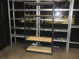 a room with a shelf and shelves in it