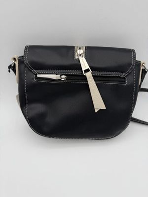 LANCASTER:sac petit format en cuir noir lisse à surpiqures b…