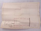 un ancien dessin représentant le plan d'un bâtiment avec une porte et une fenêtre