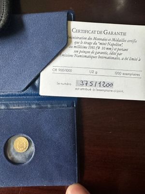 Mini-Napoléon 1981 or 900/1000 - diam 10 mm 1.12 grammes - 1200 exempl - Photo 1