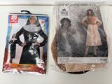two bags of costumes on the counter next to each other