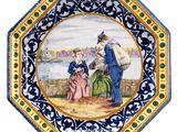 a picture of a plate with a picture of a man and a woman on it