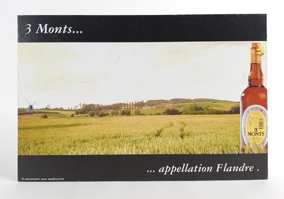 Carton publicitaire chevalet. Bière "3 MONTS… Appellation Fl…