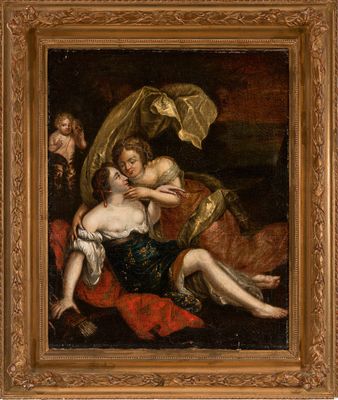 une image d'un tableau représentant une femme tenant un enfant sur ses genoux
