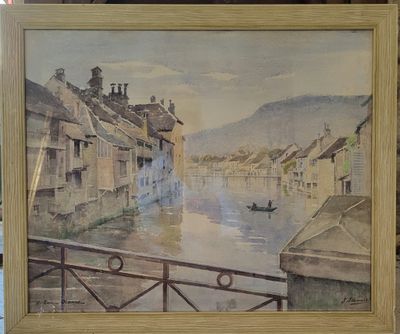a picture of a painting hanging on the wall of a building