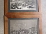 two pictures hanging on the wall of a room