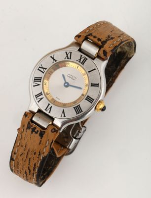 an image of a woman ' s wrist watch with roman numerals