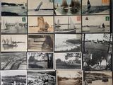many pictures of boats on the water in this picture