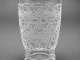 a close up of a glass with a design on it