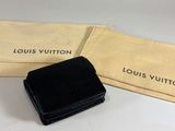louis vuitton black leather wallet and pouch