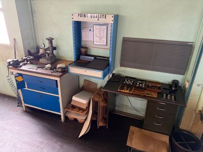 a work area with a work bench and a workbench