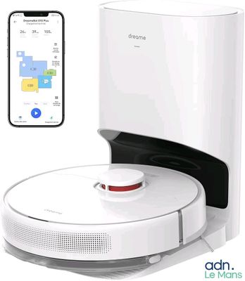 un robot blanc relié à un téléphone