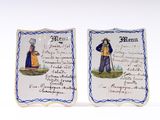 deux assiettes avec le dessin d'un homme et d'une femme