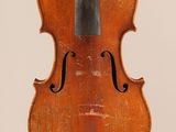 a close up of a violin on a white background