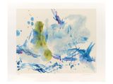 blue and green watercolor painting of a bird and a fish