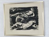 un dessin en noir et blanc d'une femme allongée sur un lit