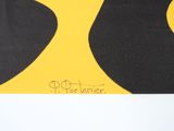 a picture of a black and yellow painting with a yellow background