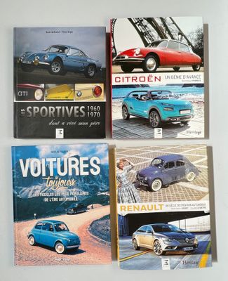 quatre livres en couverture d'un magazine consacré aux voitures de sport