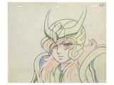 an image of a drawing of a woman with long hair and a helmet