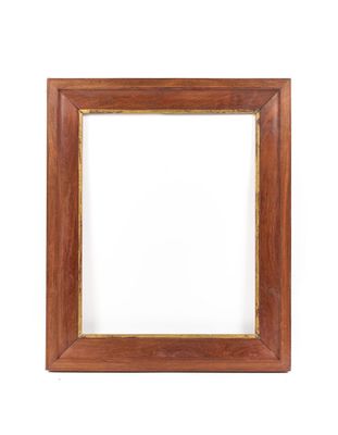 a wooden picture frame with a white background