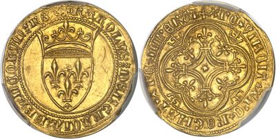 two gold sovereigns, one of which has a crown and the other of which is a shield
