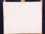 an old easel with a blank canvas on a blue background