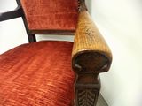 an image of a chair with a red velvet upholstered seat