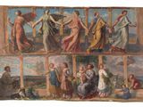 an image of a painting of a group of people on a wall