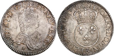 une pièce d'argent avec une couronne au recto et une couronne au verso