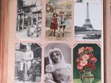 an open book with pictures of people and a tower in the background