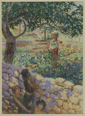 une image d'un tableau représentant un homme et une femme dans un jardin