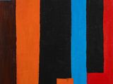 une image représentant une peinture d'une croix sur fond bleu et rouge