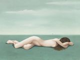 une image représentant un tableau où l'on voit une femme nue allongée sur la plage
