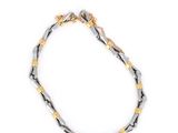 a close up of a bracelet on a white background